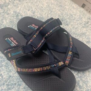 Skechers Navy Sandals with Colorful Accents